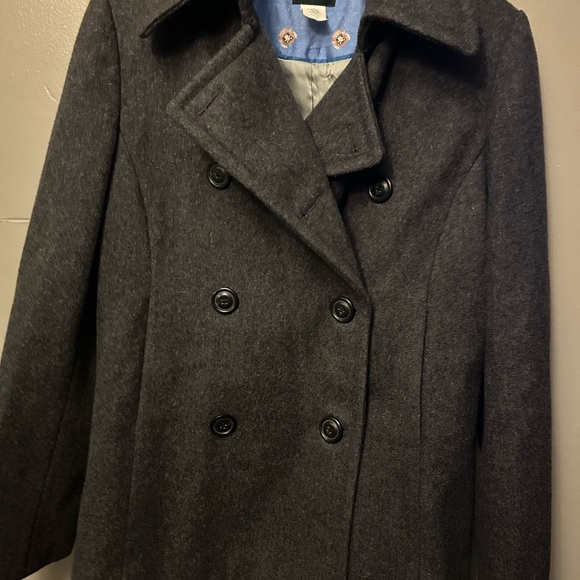 J. Crew coat - charcoal gray wool double breasted peacoat - Picture 5 of 11